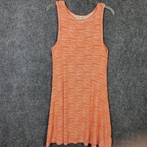 Philosophy Tank Dress Women Size S Stretchy A-line Orange Striped Rayon Spandex